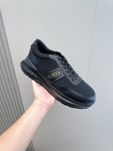 Tods Black Calf Leather and Technical Fabric Low Top Sneakers Tods Black Calf Leather and Technical Fabric Low Top Sneakers