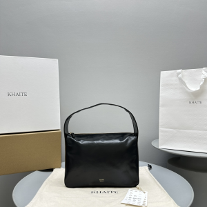 KHAITE Small Black Leather The Elena Shoulder Bag KHAITE Small Black Leather The Elena Shoulder Bag