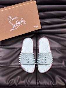 Christian Louboutin Mens Take It Easy Studs PVC Rubber Spiked Slide Sandals Light Blue Christian Louboutin Mens Take It Easy Studs PVC Rubber Spiked Slide Sandals Light Blue