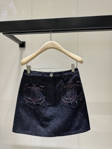 Chanel Double CC Denim Blue Skirt