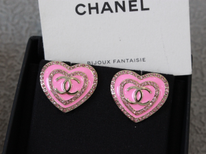 Chanel CC Logo Crystals Heart Earrings