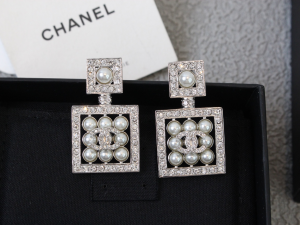 Chanel Crystals CC Square Earrings