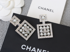Chanel Crystals CC Square Earrings