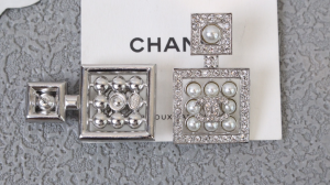 Chanel Crystals CC Square Earrings
