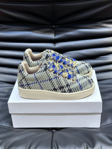 Burberry Check Knit Box Sneakers Blue Beige Burberry Check Knit Box Sneakers Blue Beige