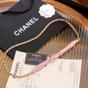 Chanel Leather and Chain Waist Belt Pink