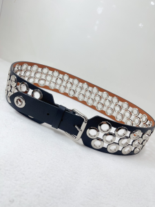 Alaia Eyelet Embellished Leather Belt Black 65MM Alaia Eyelet Embellished Leather Belt Black 65MM