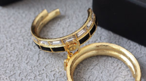 Chanel CC Earrings Black White