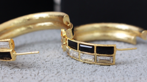 Chanel CC Earrings Black White