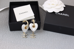 Chanel Crystal CC Heart Earrings