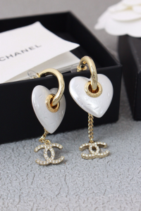 Chanel Crystal CC Heart Earrings