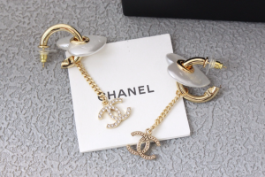 Chanel Crystal CC Heart Earrings
