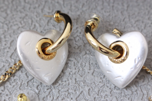 Chanel Crystal CC Heart Earrings