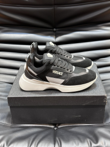 Versace Milano Logo Leather Sneakers Black White Versace Milano Logo Leather Sneakers Black White