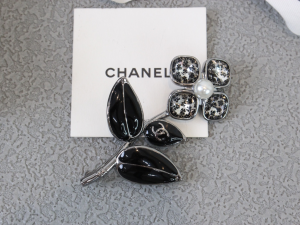 Chanel Black Flower Brooch