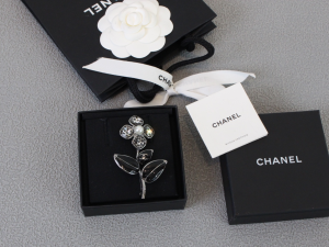 Chanel Black Flower Brooch