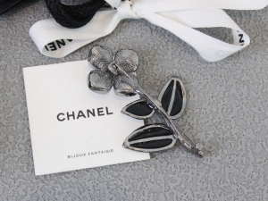 Chanel Black Flower Brooch