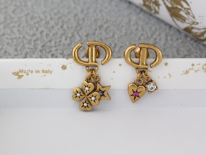 Dior Lucky Charms Antique Gold Earrings