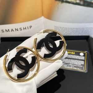 Chanel Black CC Logo Earrings