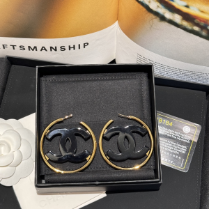 Chanel Black CC Logo Earrings