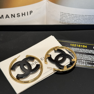 Chanel Black CC Logo Earrings