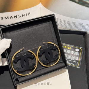 Chanel Black CC Logo Earrings