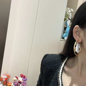 Chanel White CC Logo Earrings