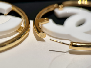 Chanel White CC Logo Earrings