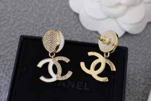 Chanel Crystals CC Logo Earrings