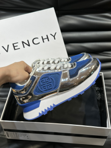 Givenchy G4 GIV 1 Silver Leather and Blue Mesh Sneakers Givenchy G4 GIV 1 Silver Leather and Blue Mesh Sneakers