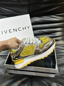 Givenchy G4 GIV 1 Silver Leather and Yellow Mesh Sneakers Givenchy G4 GIV 1 Silver Leather and Yellow Mesh Sneakers