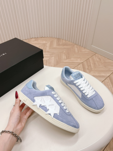 Amiri Star Suede Leather and Fabric Sneakers Baby Blue White Amiri Star Suede Leather and Fabric Sneakers Baby Blue White