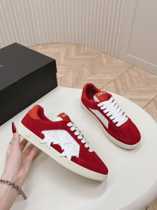 Amiri Star Suede Leather and Fabric Sneakers Red White Amiri Star Suede Leather and Fabric Sneakers Red White