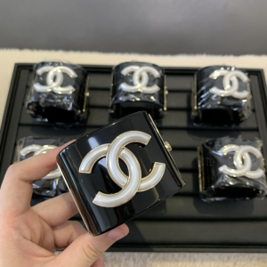 Chanel CC Logo Black Cuff Bracelets