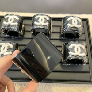 Chanel CC Logo Black Cuff Bracelets