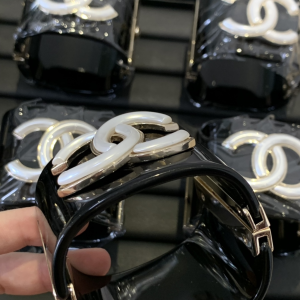 Chanel CC Logo Black Cuff Bracelets