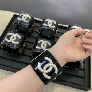 Chanel CC Logo Black Cuff Bracelets