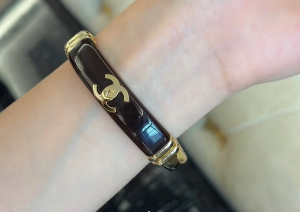 Chanel CC Logo Black Cuff Bracelet
