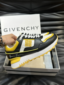 Givenchy GIV 1 Leather and Nylon Sneakers Black White Yellow Givenchy GIV 1 Leather and Nylon Sneakers Black White Yellow