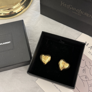Saint Laurent YSL Gold Heart Earrings