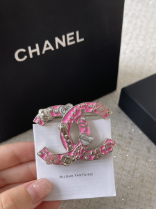 Chanel Pink CC Logo Brooch with Charms