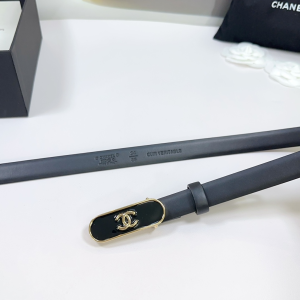 Chanel CC Logo Black Leather Belt 20MM