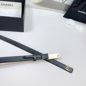 Chanel CC Logo Black Leather Belt 20MM