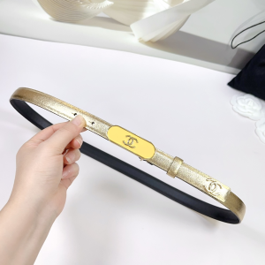 Chanel CC Logo Gold Leather Belt 20MM