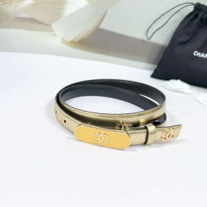 Chanel CC Logo Gold Leather Belt 20MM