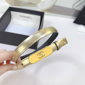 Chanel CC Logo Gold Leather Belt 20MM