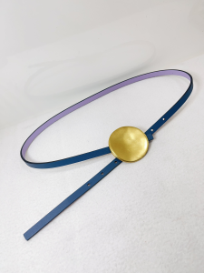 jil sander victor metal buckle skinny leather belt Blue Purple 10MM jil sander victor metal buckle skinny leather belt Blue Purple 10MM