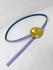 jil sander victor metal buckle skinny leather belt Purple Blue 10MM jil sander victor metal buckle skinny leather belt Purple Blue 10MM