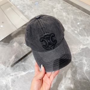 Celine Triomphe Denim Black Baseball Hat
