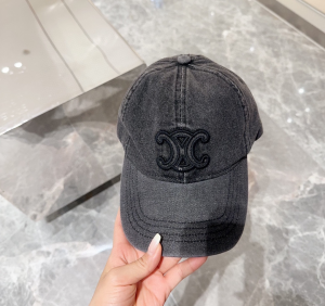 Celine Triomphe Denim Black Baseball Hat